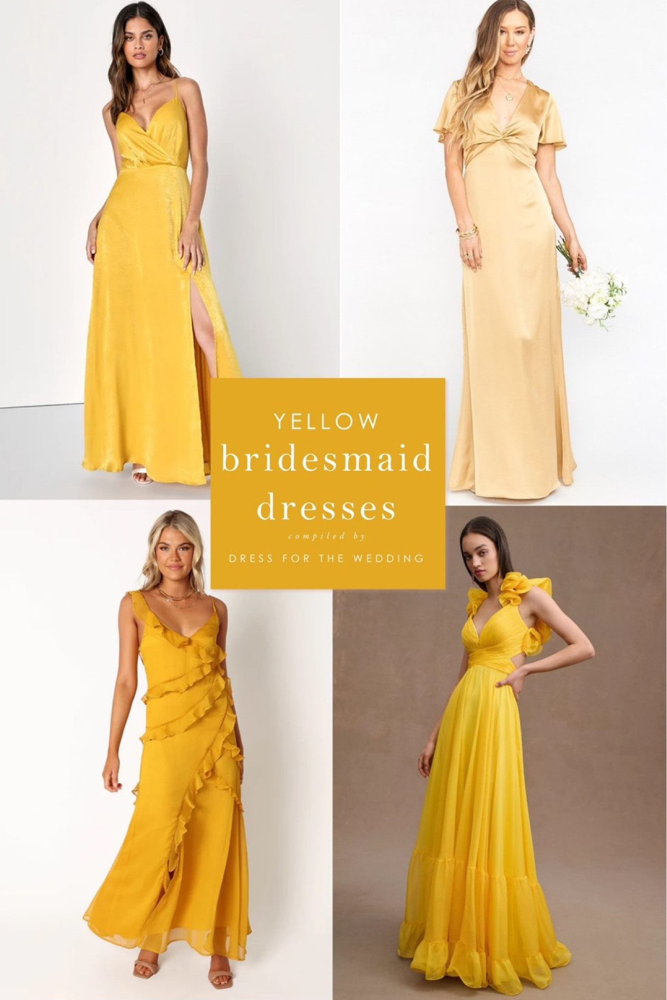 Black and Yellow Wedding Bridesmaids Dresses