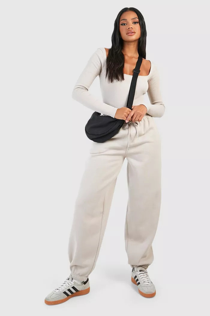 Ribbed Square Neck Bodysuit And Jogger Set | boohoo (US & Canada)