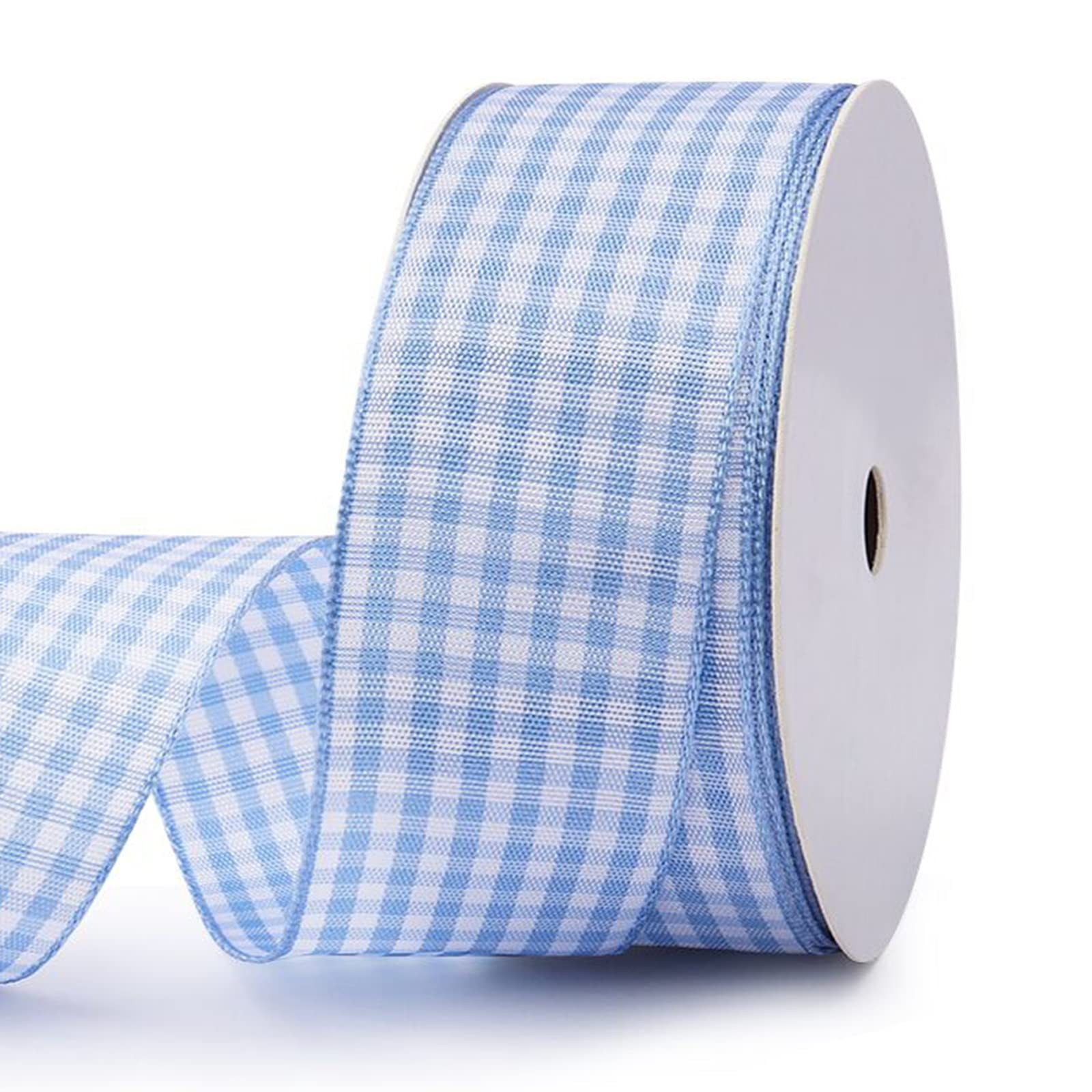 Blue Plaid Ribbon Gingham Ribbon Check Ribbon 1.5 Inch 25 Yard Each Roll 100% Polyester Woven Edg... | Amazon (US)