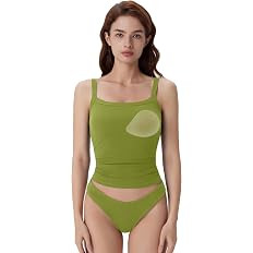 SUUKSESS Women Cotton Rib Padded Tank Tops Sleeveless Spaghetti Strap Square Neck Tops Summer Cam... | Amazon (US)