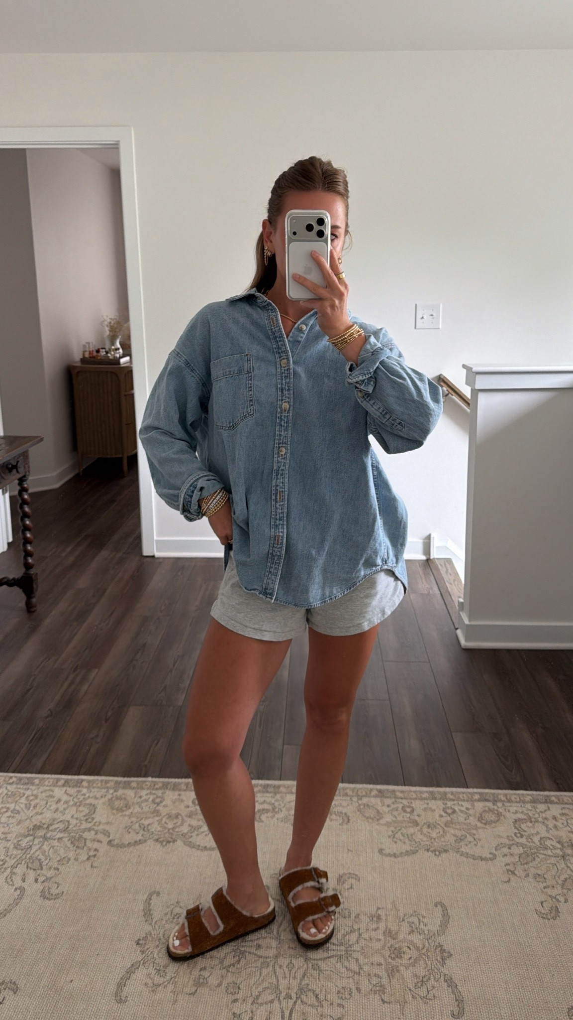 8/24/26 Casual Errands Outfit of the Day 🤎

An easy throw-on outfit for running errands + getting my hair done before a wedding. 🤎 Wearing my oversized Aritzia denim button-up in a size S (it runs very oversized), Abercrombie YPB lounge shorts, and my shearling-lined Birkenstock Arizona sandals.

Comfy, casual + exactly the kind of outfit I reach for on busy mornings. Everything is linked here ✨

#LTKootd #LTKSeasonal
