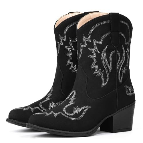 IXU Cowboy Boots for Women Ankle Cowgirl Boots Pointed Toe Western Booties | Amazon (US)