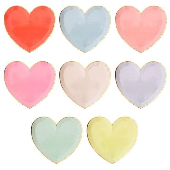 Meri Meri Party Palette Heart Large Plates | Valentine's Day | Etsy (US)
