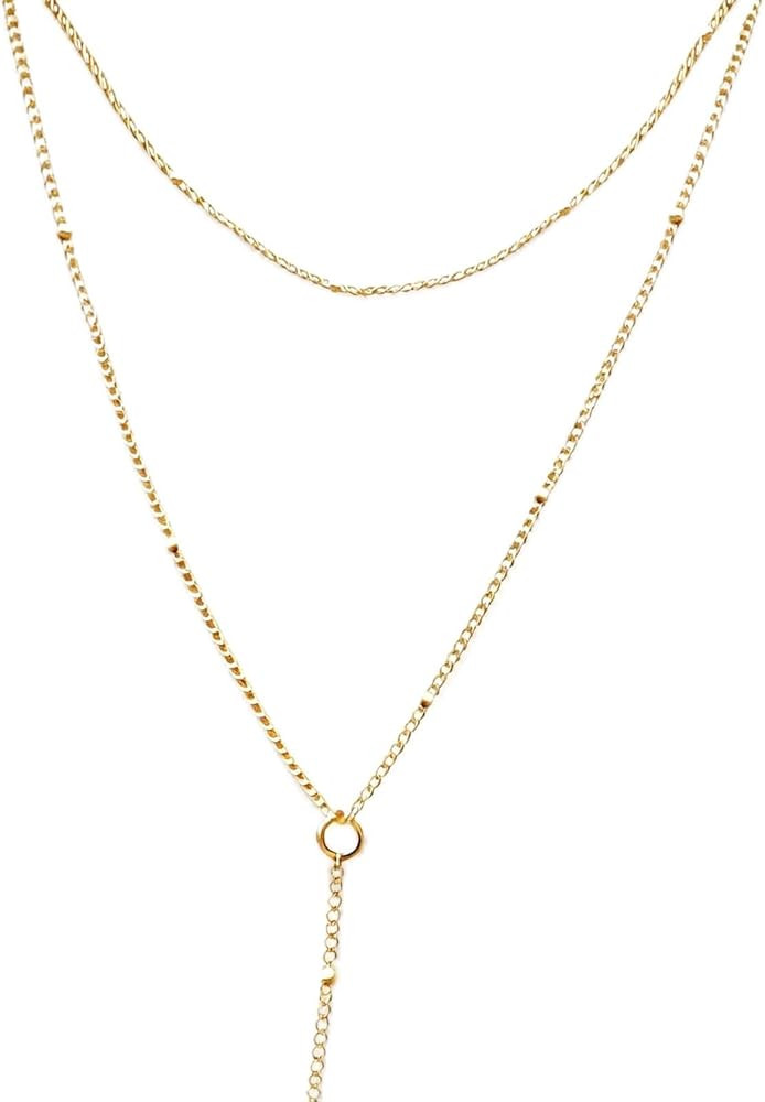 Lariat Necklace For Women, Y Necklace Long Necklaces for Women, Non-Tarnish Dainty Trendy Jewelry... | Amazon (US)