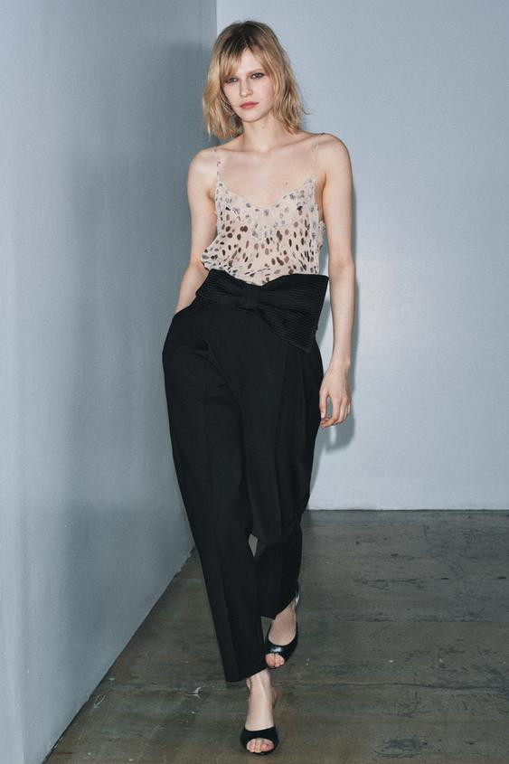 ZW COLLECTION LIMITED EDITION WAISTBAND TROUSERS WITH BOW | Zara UK