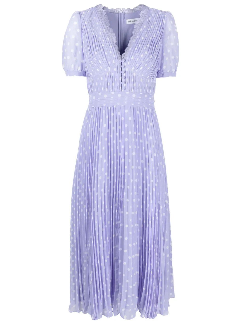 polka-dot print pleated chiffon midi dress | Farfetch Global