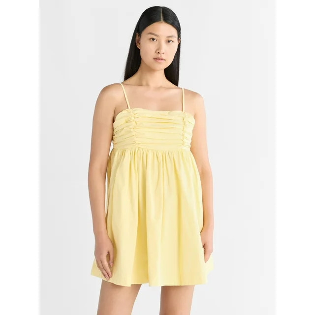 Free Assembly Women's Pleated Cotton Mini Dress, Sizes XS-XXXL | Walmart (US)