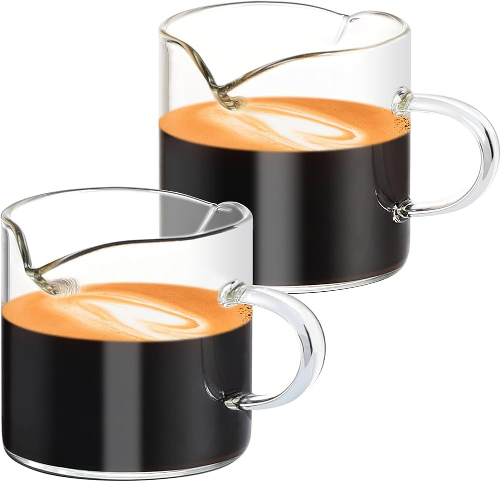 Espresso Cups Set of 2 Unique Espresso Shot Glass 2.5oz Double Spouts Cups Classic Cappuccino Cup... | Amazon (US)