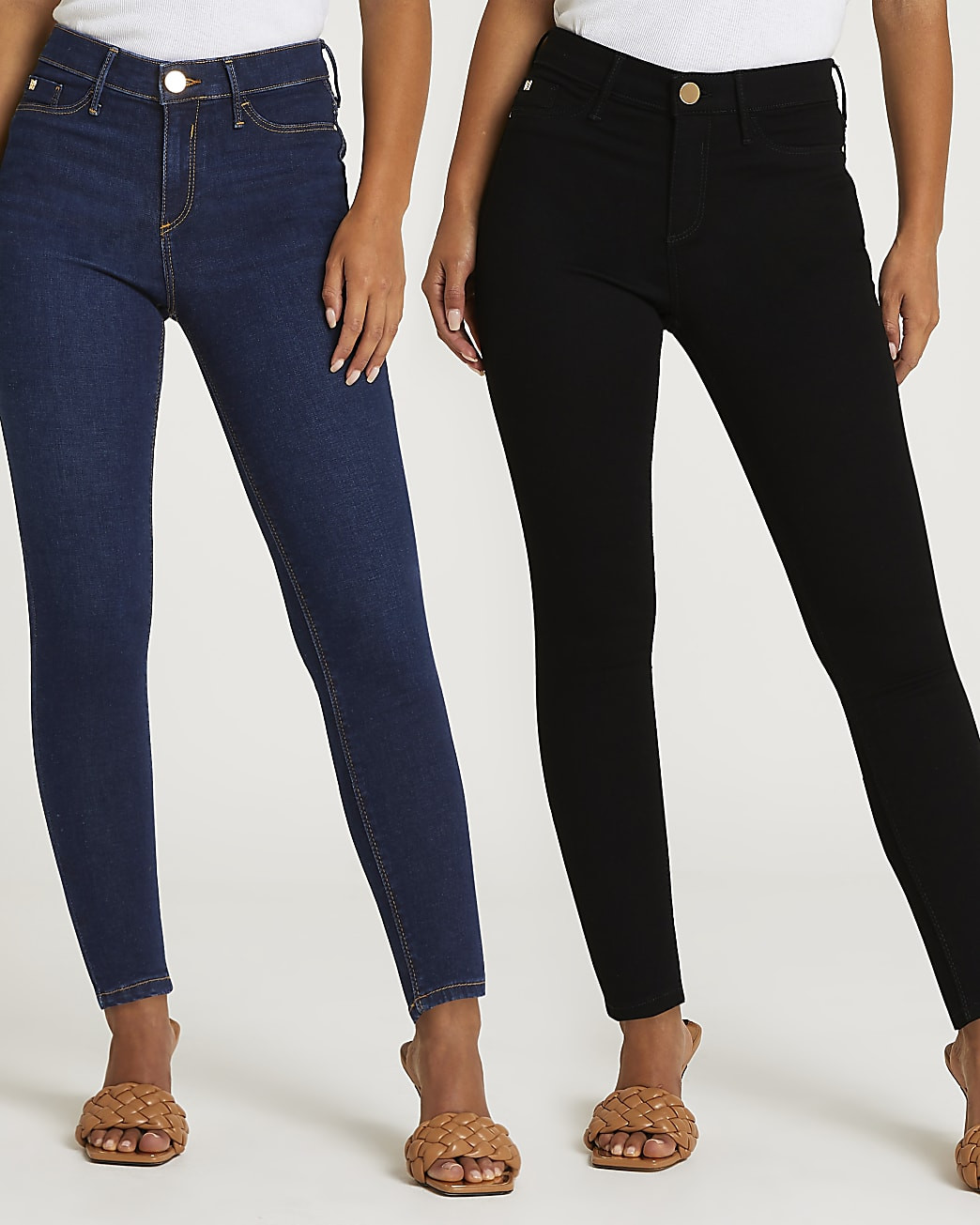 Petite black Molly skinny jeans multipack | River Island (UK & IE)