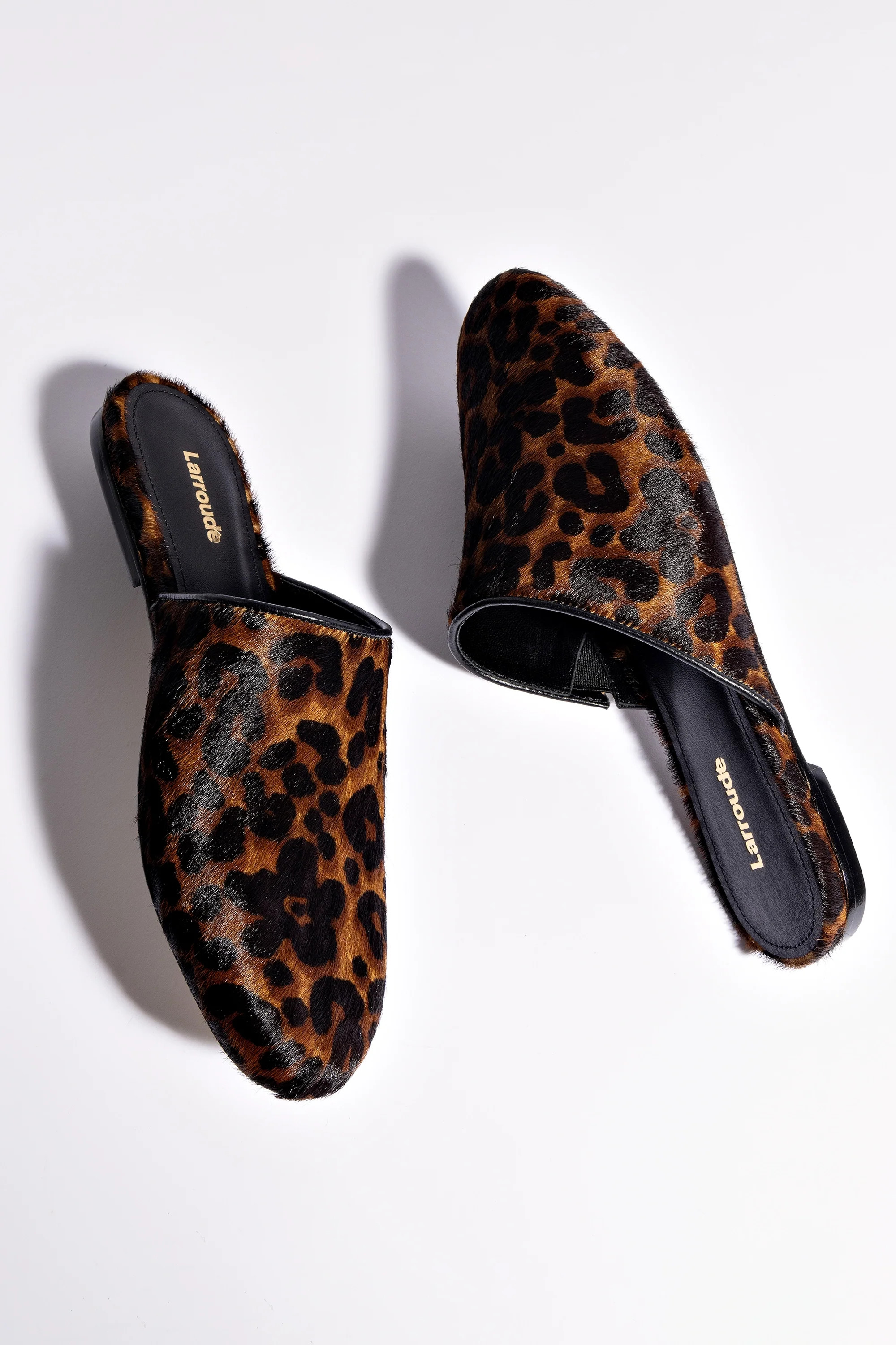 Venice Flat Mule In Leopard Print Calf Hair | Larroude