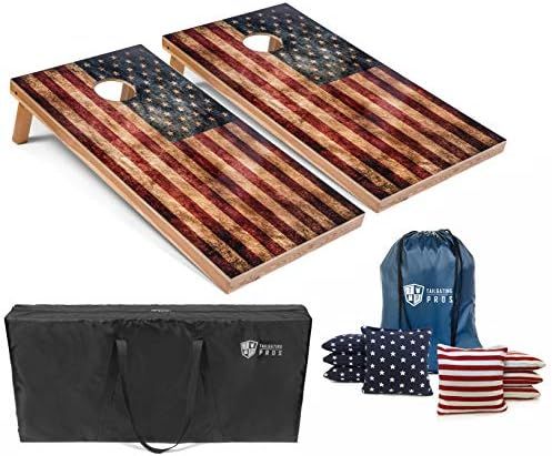 Tailgating Pros Rustic American Flag Cornhole Boards w/Bean Bags - 4'x2' Distressed Flag Cornhole... | Amazon (US)
