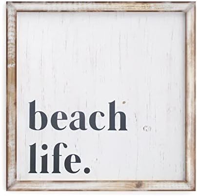 Barnyard Designs 'Beach Life' Wood Framed Print Beach Decor Sign, Beach Wall Decor for Bathroom, ... | Amazon (US)