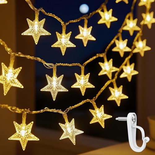 XZUHYE Plug-in Star Light String 33FT 100 Lights with 14pcs Hooks for Indoor Light String Wall Hanging, 8-Mode Star Night Fairy String Lights Can Be Used for Indoor and Outdoor Decoration | Amazon (US)