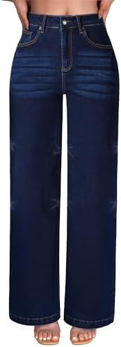 roswear Women's Wide Leg Jeans High Waisted Stretchy Denim Trouser Pants | Amazon (US)