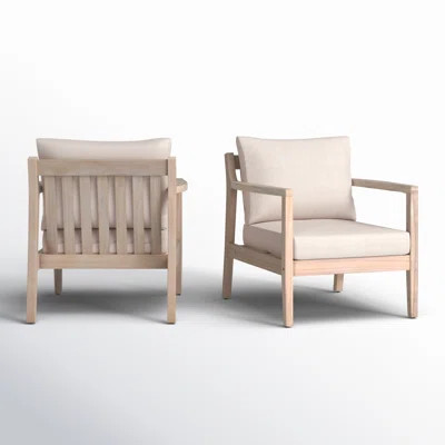 Amina Outdoor Solid Wood Acacia Chair with Cushions | Wayfair North America