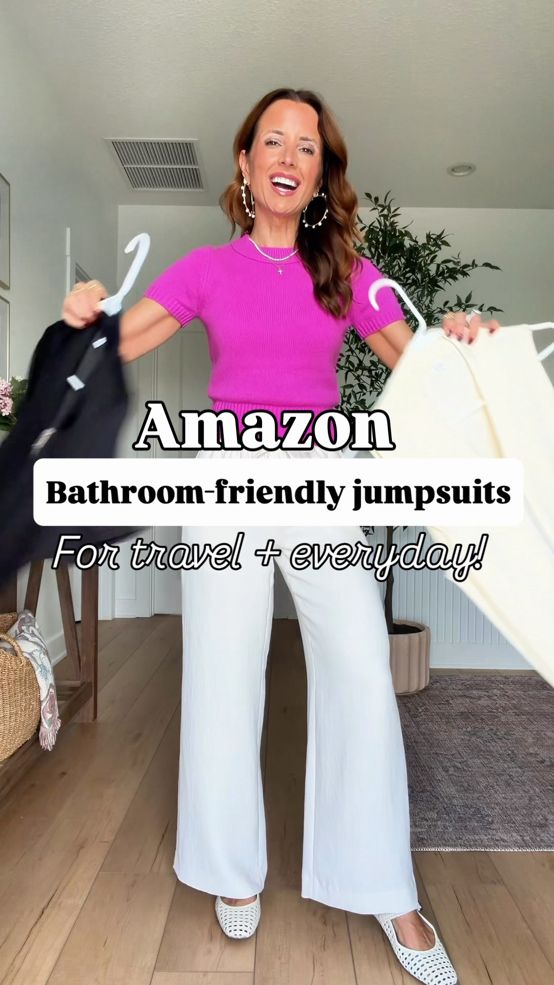 New Amazon bathroom-friendly jumpsuits with open-backs for the restroom. Wearing XS. Size down if in-between. I’m 5’3 for reference. Travel outfit. Airport outfit. Casual outfit. Mom outfit. Every day outfit. Wearing XS in denim jacket. I sized down half a size in jelly flats and adidas run a smidge big but I didn’t size down because you can tighten strap. Beis luggage sets.

#LTKTravel #LTKootd #LTKPetite