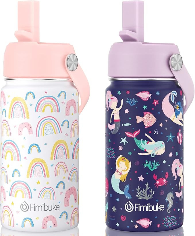 Fimibuke Kids Insulated Water Bottle, 14oz BPA FREE Double Wall Vacuum Tumbler 18/8 Stainless Ste... | Amazon (US)