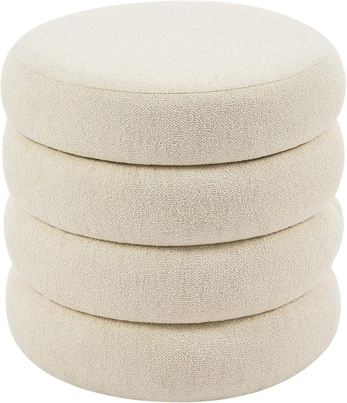 Flouki Storage Ottoman Round, Ottoman with Storage, Linen Ottoman Storage, 18 Inches H, 20 Inches... | Amazon (US)