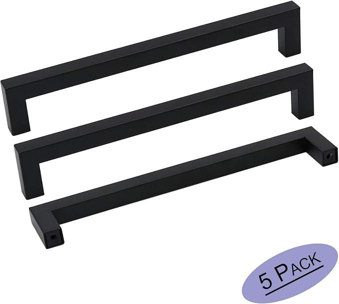 5Pack Goldenwarm Black Square Bar Cabinet Pull Drawer Handle Stainless Steel Modern Hardware for ... | Amazon (US)