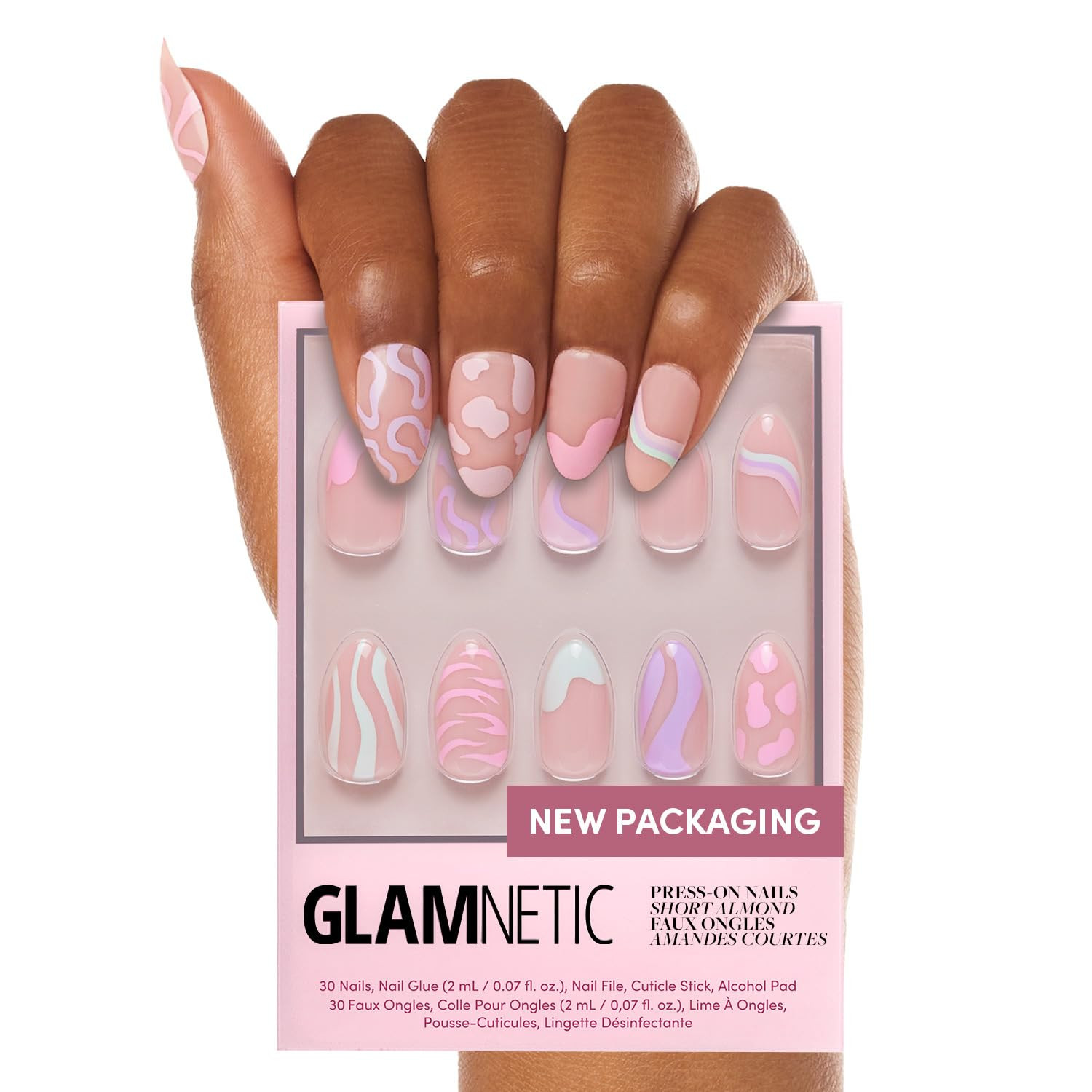 Glamnetic Press On Nails - Wild Card | Opaque UV Finish Short Pointed Almond Fake Nails, Salon Qu... | Amazon (US)