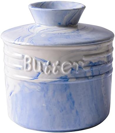 Yundu Blue Marble Porcelain Butter Keeper Crock,Butter Dish with Lid,French Butter Storage Container | Amazon (US)