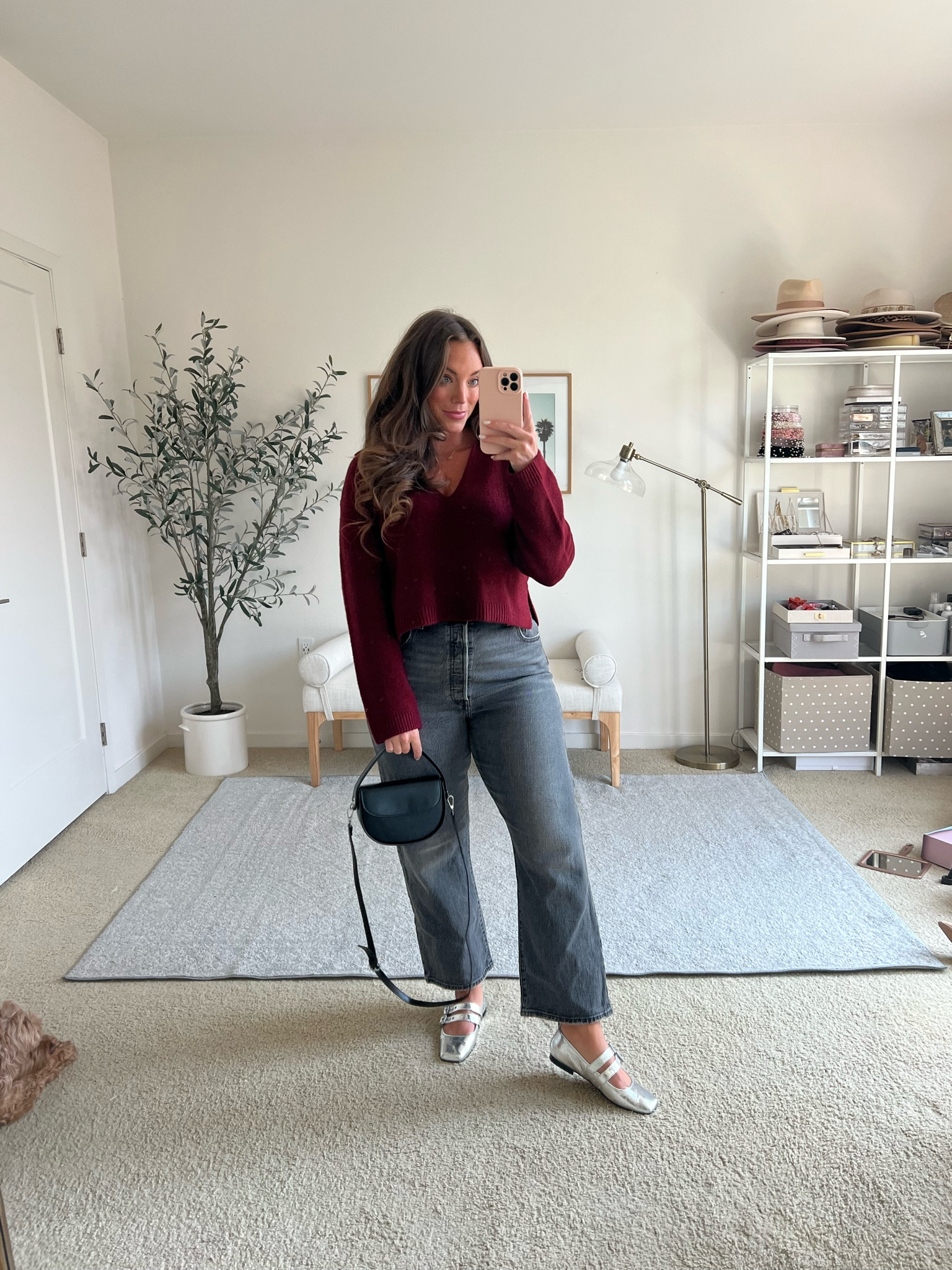 Loving this as a fall transitional outfit🍒
Sweater size medium, jeans if size up if curvy, ballet flats I recommend sizing up a whole size!  

#LTKSaleAlert #LTKxNSale #LTKFindsUnder100