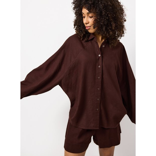 Brown Linen Blend Long Sleeve Shirt 12 | Tu Clothing