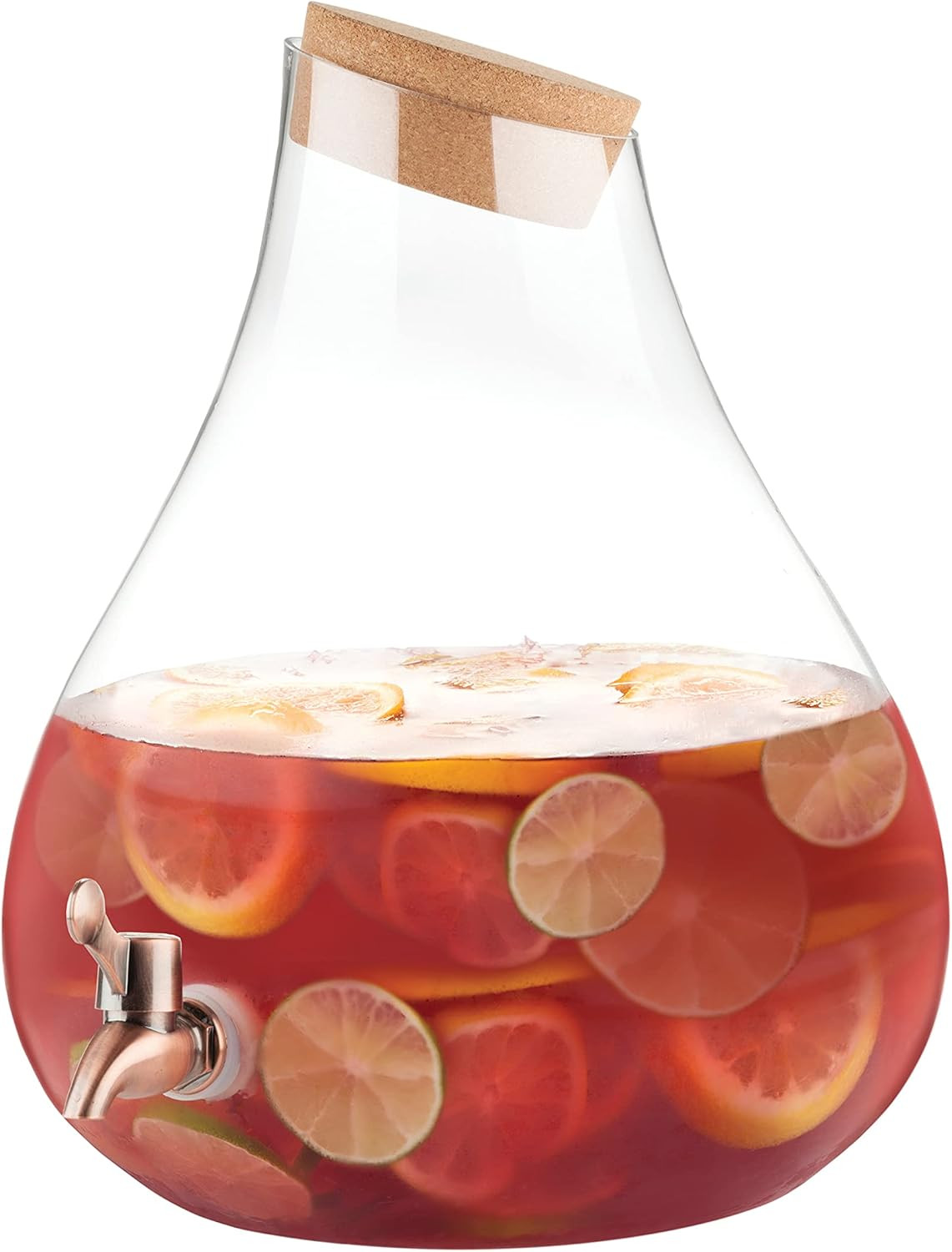 Twine Pearl Beverage Dispenser, Glass Carafe, Cork Stopper, Bronze Spigot, Beverage Service, 2.5 ... | Amazon (US)