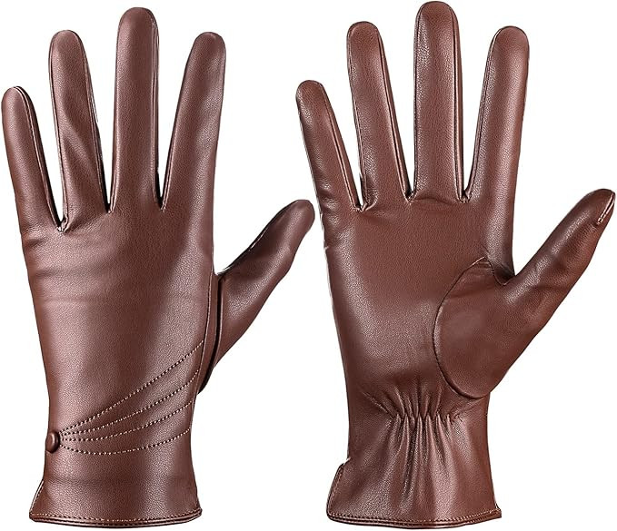 Winter Leather Gloves for Women, Warm Touchscreen Driving Texting Cashmere Lined Gloves… | Amazon (US)