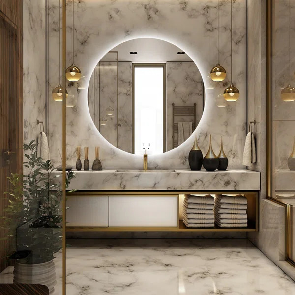 Modern & Contemporary Lighted Fog Free Bathroom / Vanity Mirror | Wayfair North America