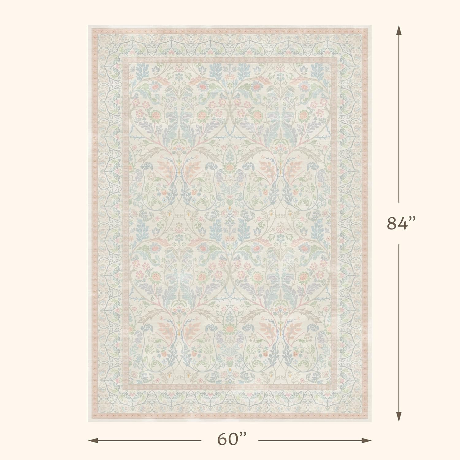 Blue and Pink Rug for Nursery Girls 5x7 - Baby Girl Bedroom Rug Non Slip, Soft Washable Thin Area... | Amazon (US)