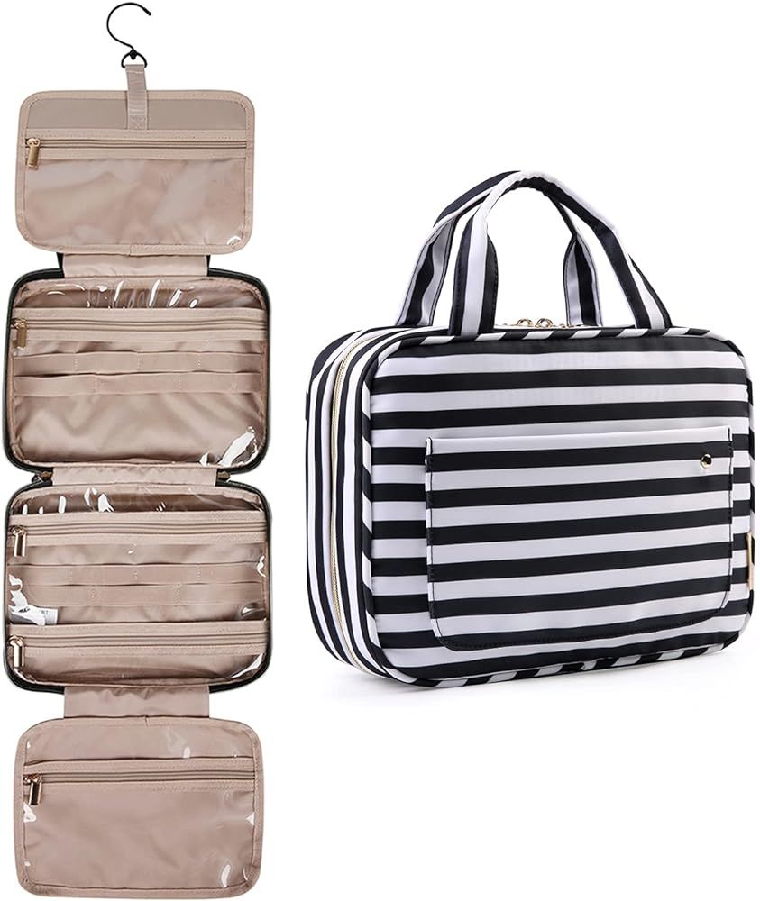 BAGSMART Toiletry Bag Travel Bag with Hanging Hook, Water-resistant Makeup Cosmetic Bag Travel Organ | Amazon (US)