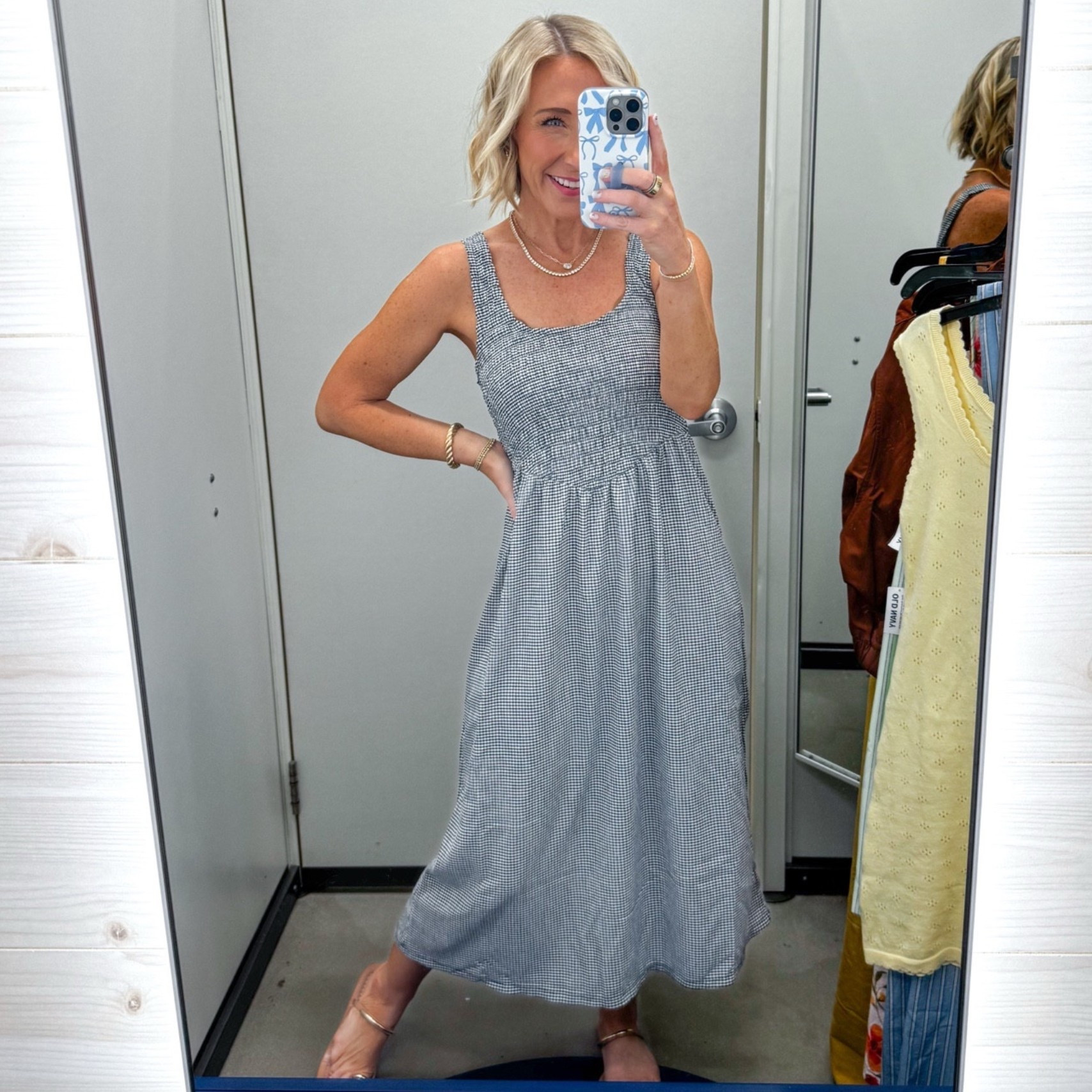 Old Navy - in store try-on And it’s all on SALE! Fit & Flare Smocked-Bodice Adjustable Strap Midi Dress - size XS. 4 colors. 

#LTKSaleAlert#LTKSeasonal#LTKOver40 

 