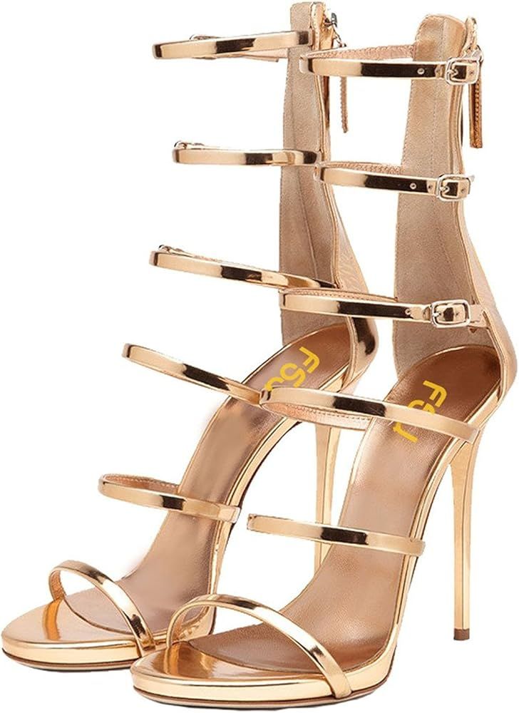 FSJ Women Sexy Strappy Gladiator Wedding Sandals High Heel Stiletto Shoes for Summer Size 4-15 US | Amazon (US)