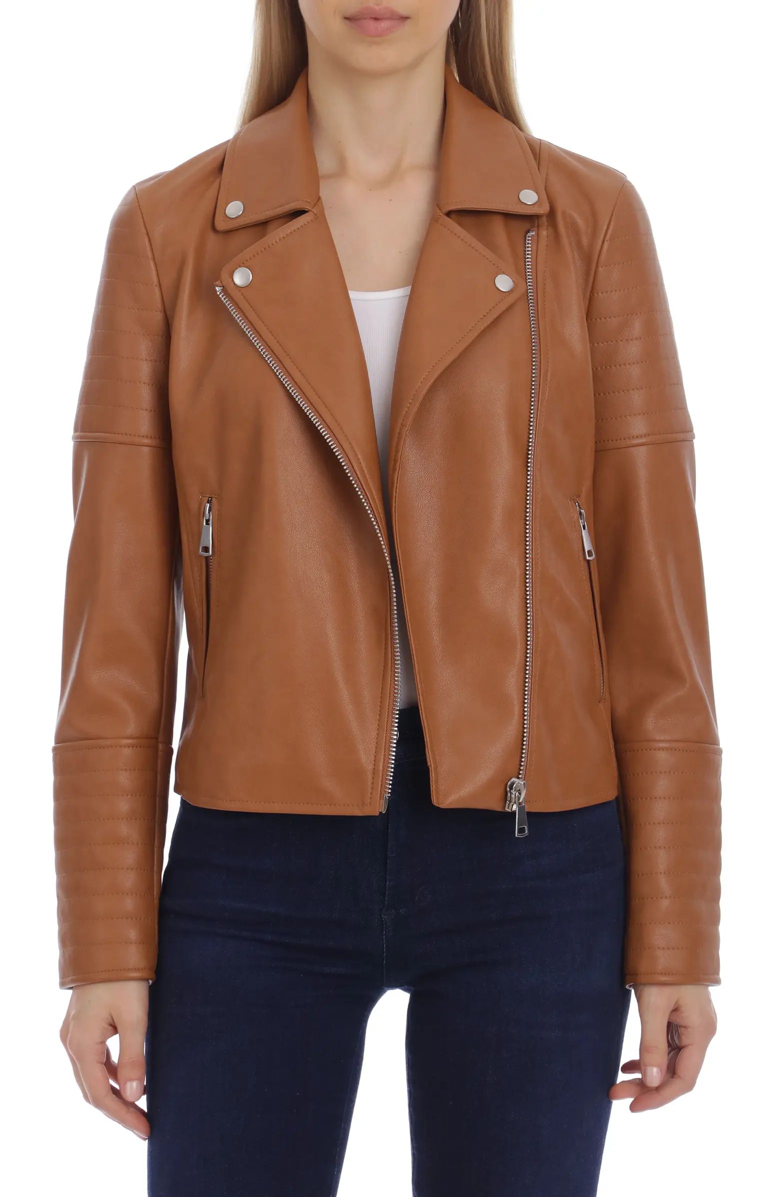 Faux Leather Crop Moto Jacket | Nordstrom Rack