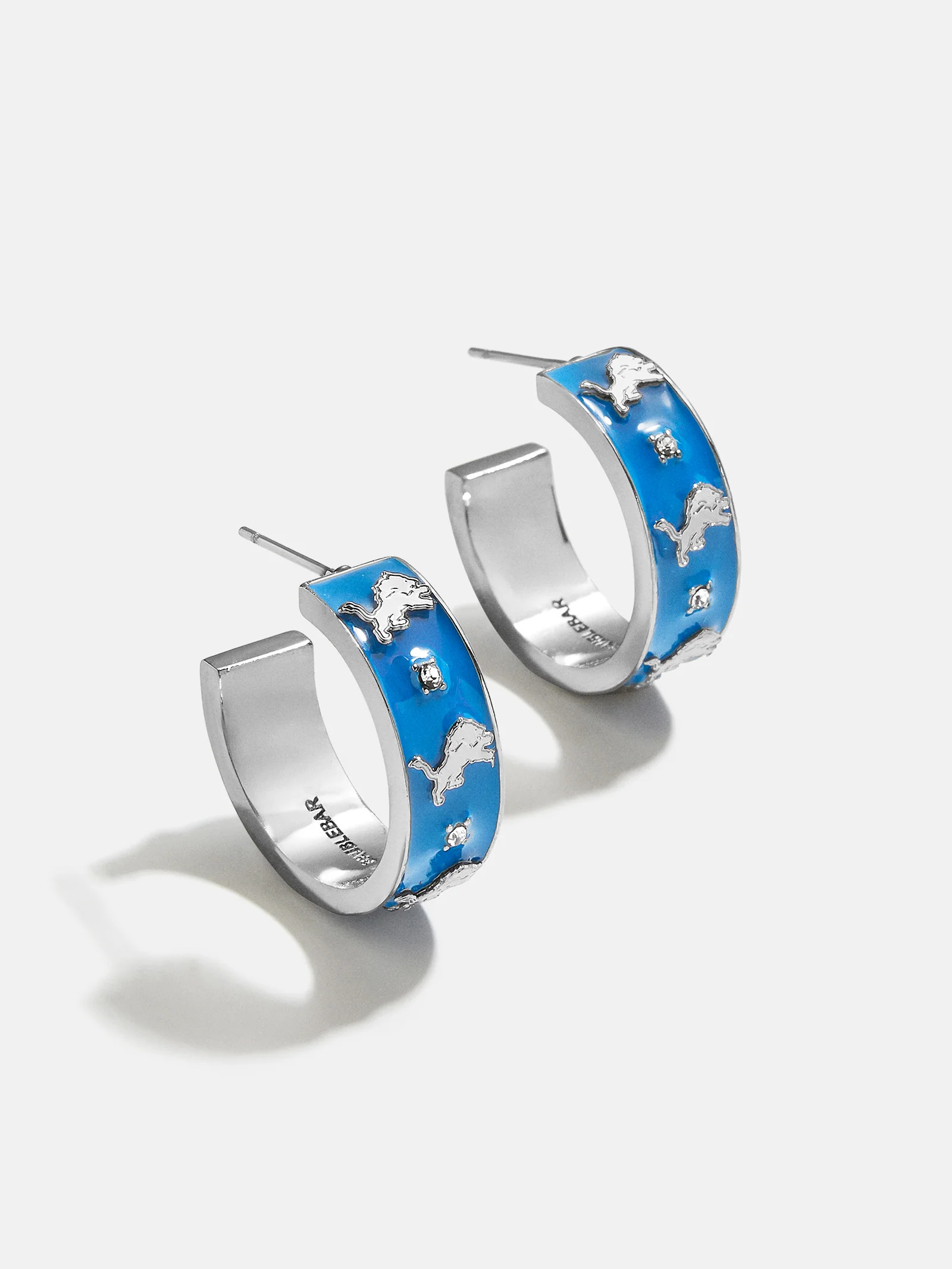 WEAR By Erin Andrews X BaubleBar Enamel Hoop Earrings - Detroit Lions | BaubleBar