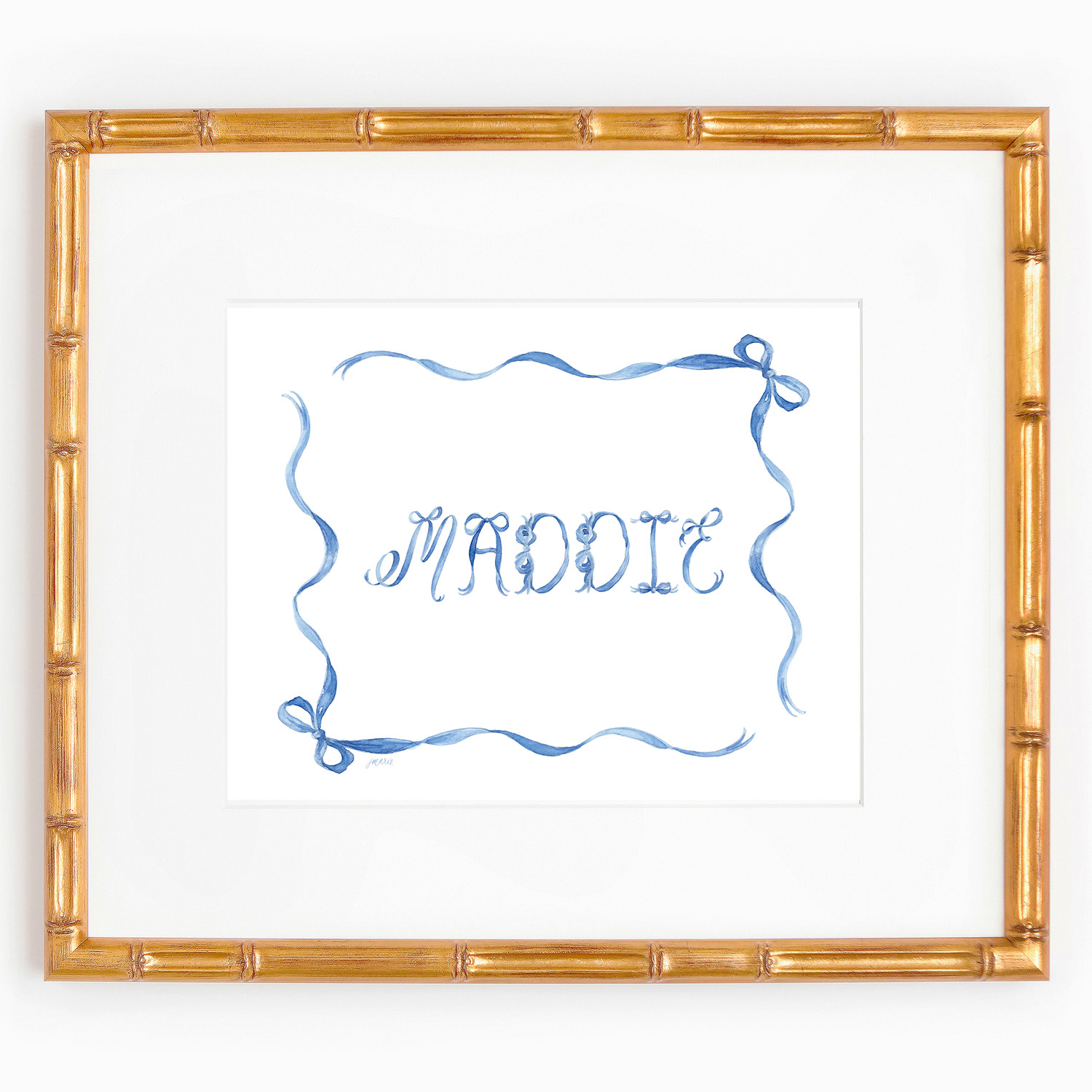 Blue Ribbons and Bows Name Art Print — Simply Jessica Marie | Simply Jessica Marie