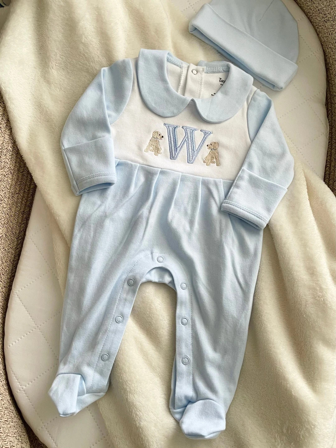 Baby Boy Coming Home Outfit, Embroidered Footie With Hat, Personalized Monogram, Monogrammed Foot... | Etsy (US)