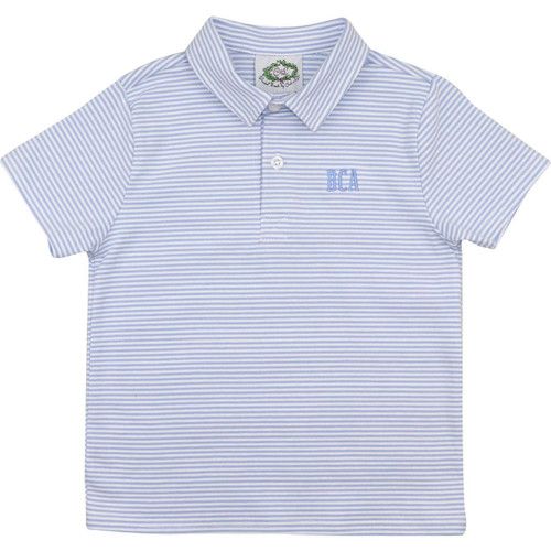 Blue Striped Knit Polo | Cecil and Lou