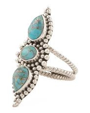 Made In India Sterling Silver Blue Copper Turquoise Ring | TJ Maxx