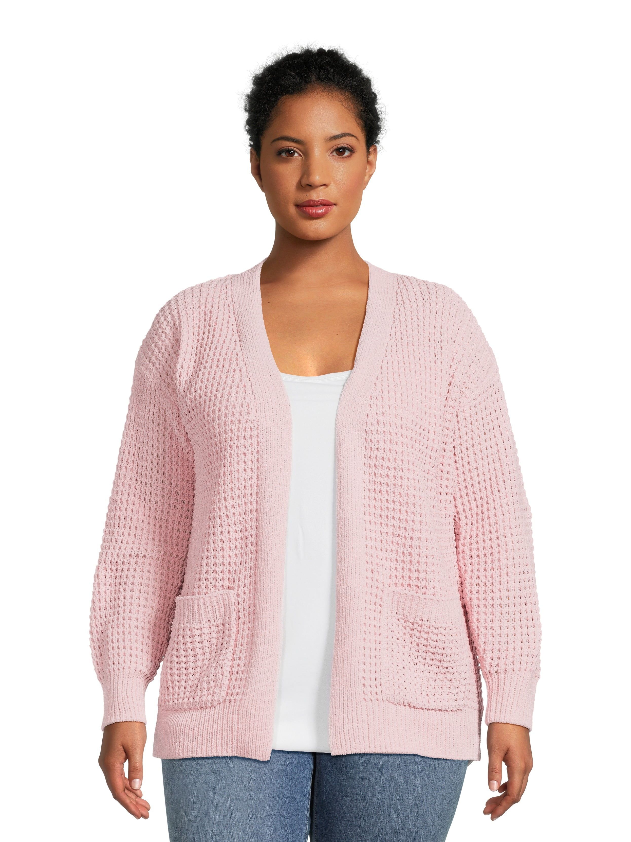 Time and Tru Women's Chenille Cardigan Sweater, Midweight, Sizes XS-XXXL - Walmart.com | Walmart (US)