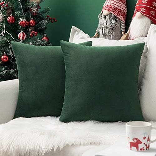 MIULEE Pack of 2 Christmas Velvet Pillow Covers Decorative Square Pillowcase Soft Solid Cushion C... | Amazon (US)