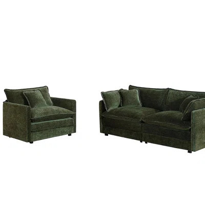 2 Seater Loveseat and Chair Set, 2 Piece Sofa & Chair Set, Loveseat and Accent Chair , 2-Piece Upholstered Chenille Sofa Living Room Couch Furniture(1 | Wayfair North America