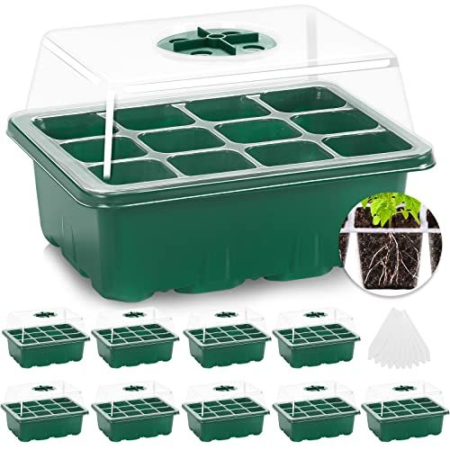 MIXC 10 Packs Seed Starter Tray Seed Starter Kit with Humidity Dome (120 Cells Total Tray) Seed Star | Amazon (US)