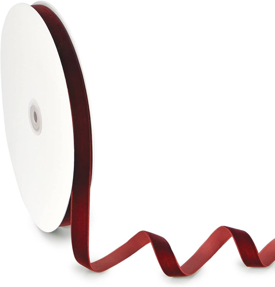Velvet Ribbon for Gift Wrapping Christmas Tree DIY Crafts, Vintage Burgundy Ribbon for Wedding Va... | Amazon (US)