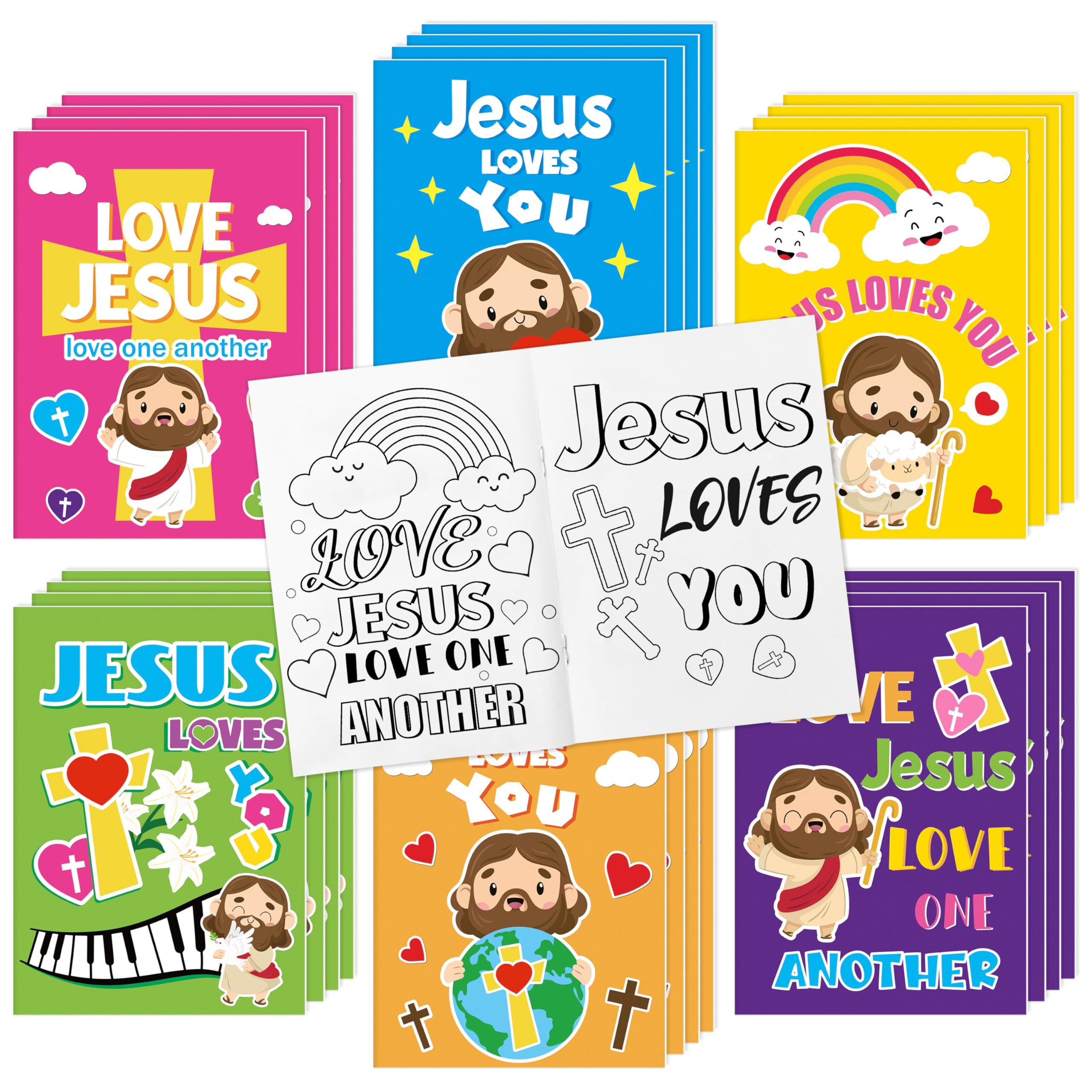 24Pcs Jesus Loves You Coloring Books - Religious Bible DIY Color-in Pages Booklet Bulk Drawing Ho... | Amazon (US)