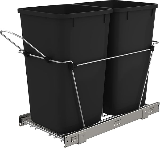 Rev-A-Shelf Pullout Trash Cans for Kitchen Cabinets 27 Qt. 12 Gallon Garbage Waste Recycling Bin ... | Amazon (US)