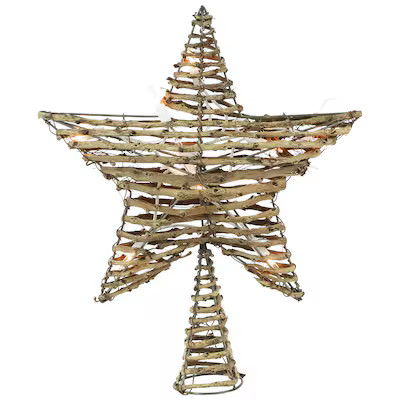 Northlight 11.5-in Star Natural brown White Christmas Tree Topper | Lowe's