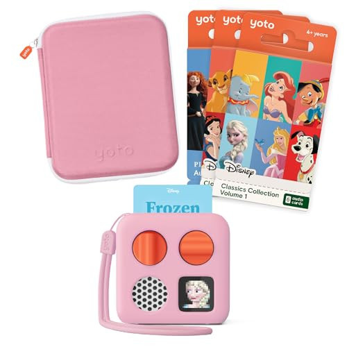 YOTO Mini Bundle + Disney Pixar Audio Collection + Disney Classics Vol.1 & Vol.2 + Adventure Jacket & Card Case in Think Pink - Kids Screen-Free Bluetooth Audio Player, All-in-1 Travel Device Stories | Amazon (US)