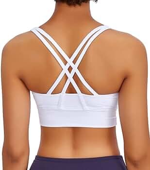 Lavento Women's Strappy Sports Bra Long Line Medium Support Energy Workout Training Top | Amazon (US)